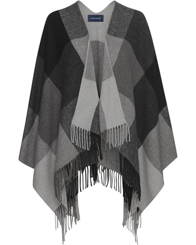 Highmoor karo cape - mit, fransen