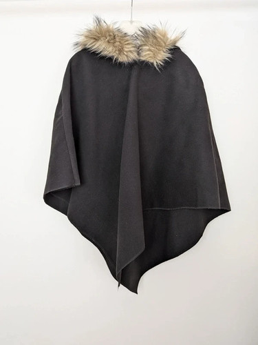 Damen poncho cape schwarz - damen, fell