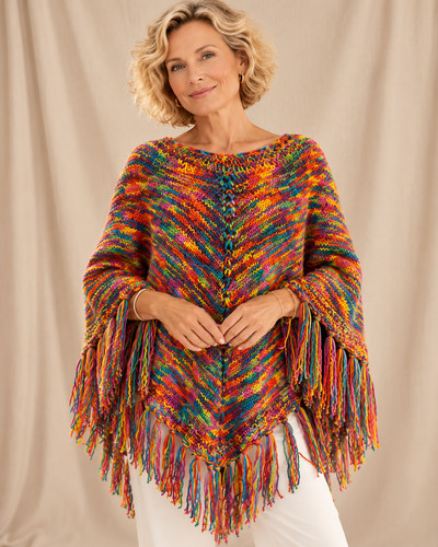 Bunter poncho damen - damen, |