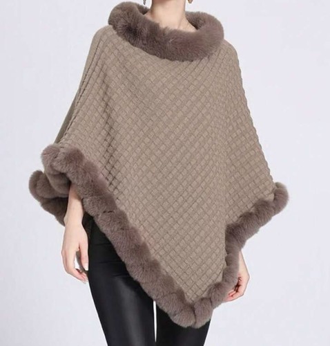 Patchwork flausch poncho cape - patchwork,